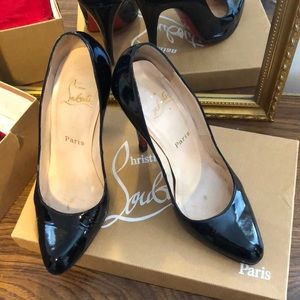 Christian Louboutin black patent heels 110MM